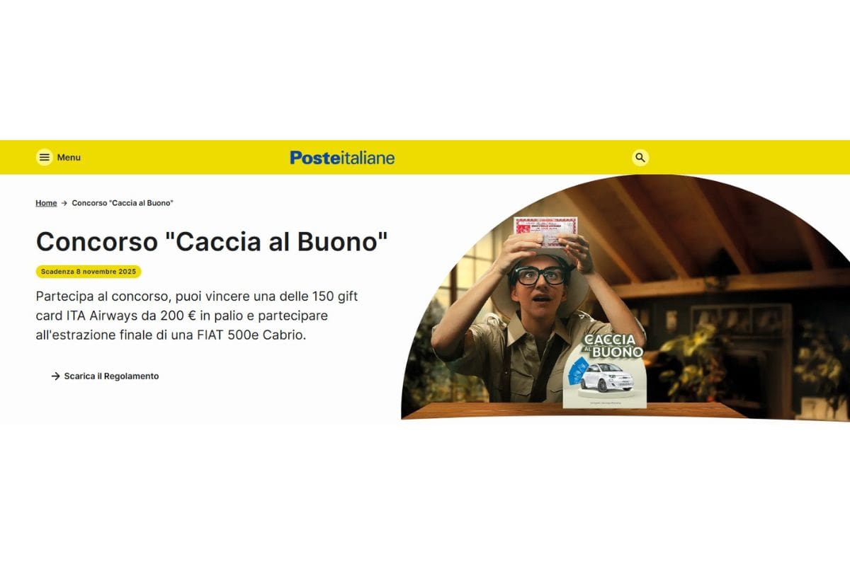 screen sito ufficiale poste italiane caccia al buono