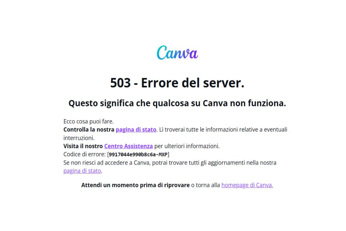 canva offline a causa di aws down