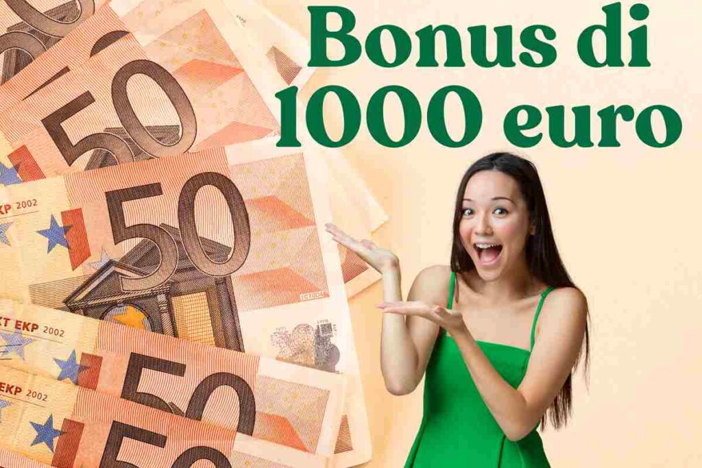 banconote da 50 euro, ragazza felice e scritta