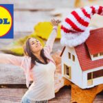 logo lidl casa con cappellino foglie secche e donna felice