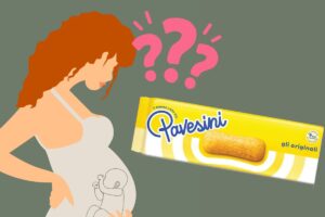 confezione di pavesini grafica donna incinta e punti interrogativi