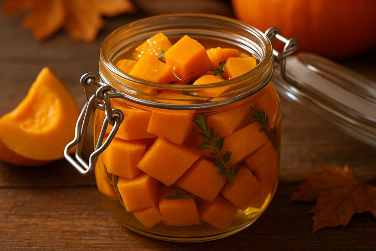 zucca sott'olio in barattolo