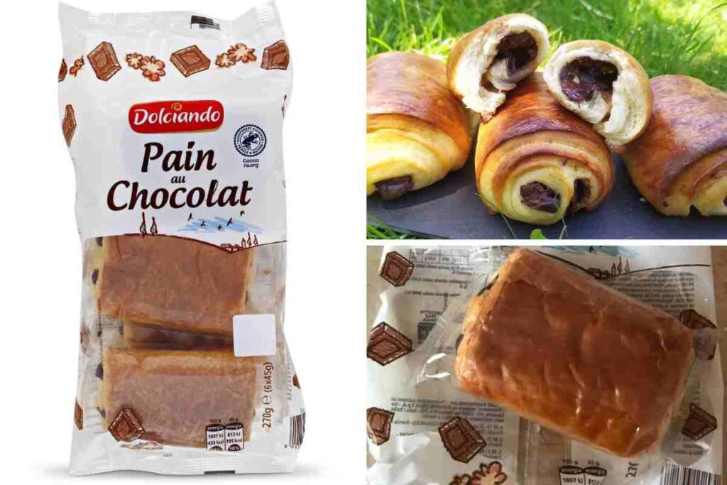 Merendine pain au chocolat dolciando in tre pose diverse