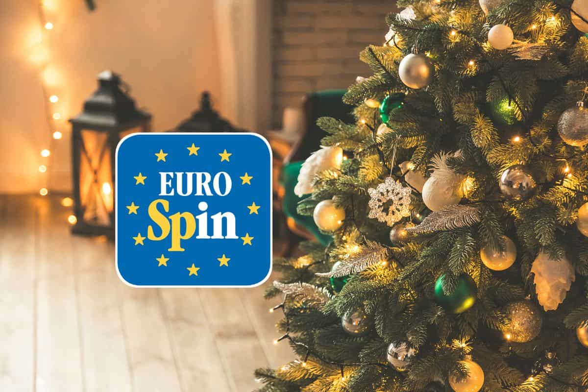 albero natale addobbato con logo eurospin