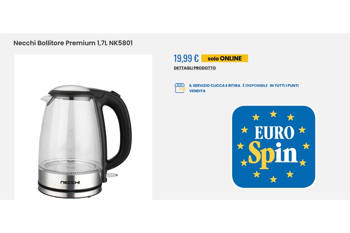 screen sito eurospin bollitore elettrico