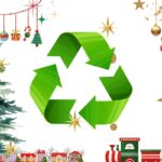 albero natale con addobbi natalizi e simbolo raccolta differenziata