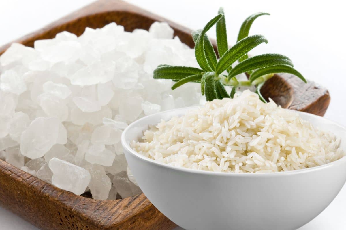 sale grosso e ciotola riso