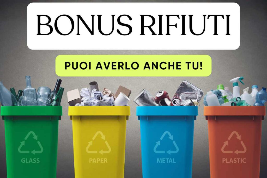 scritta e bidoni della spazzatura