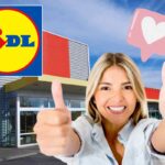 supermercato, donna con pollici in su, logo lidl grafica cuore