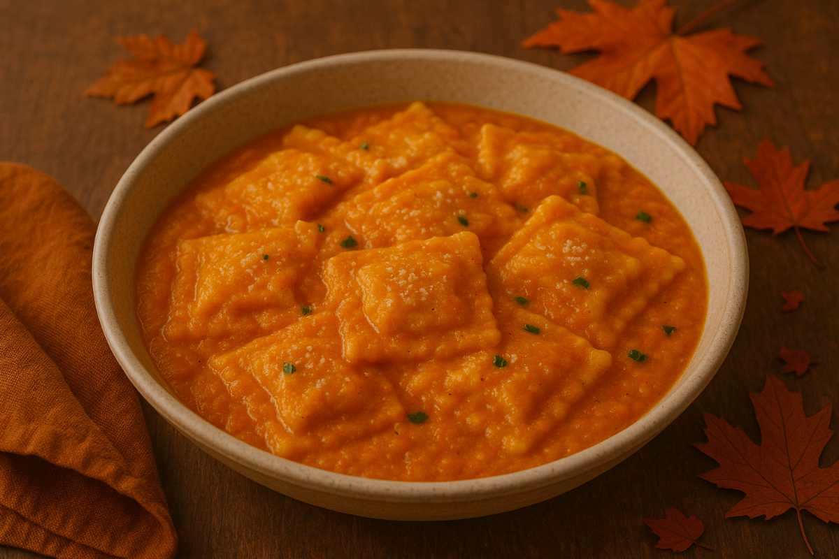 ravioli con crema di zucca