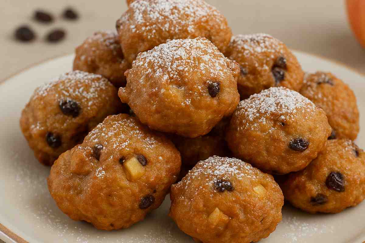frittelle di mele e castagne con zucchero a velo