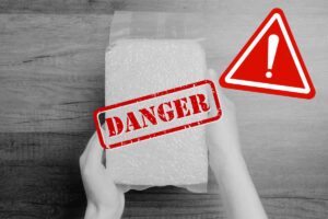 pacco di riso grafica segnale pericolo e danger