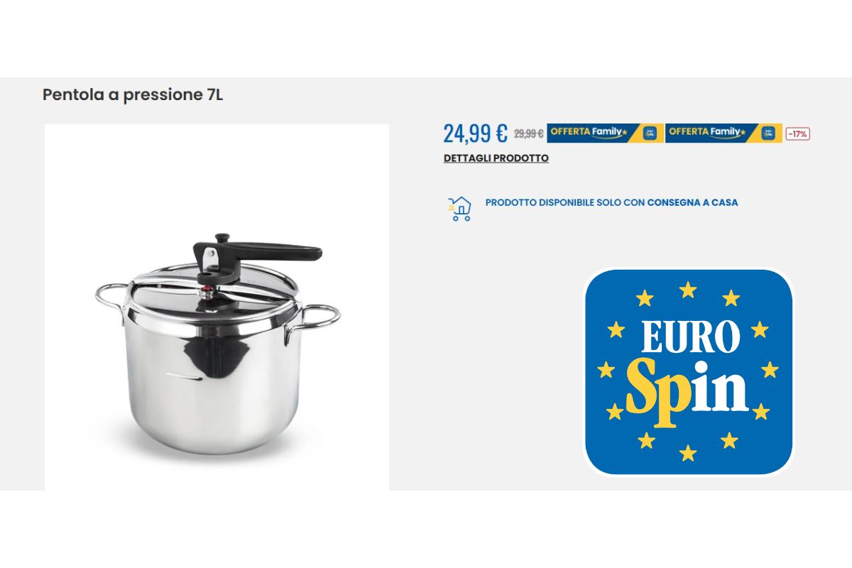 screen sito eurospin pentola a pressione 7L
