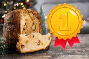 panettone e medaglia del primo posto