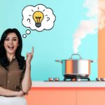 donna fumetto idea pentola vapore