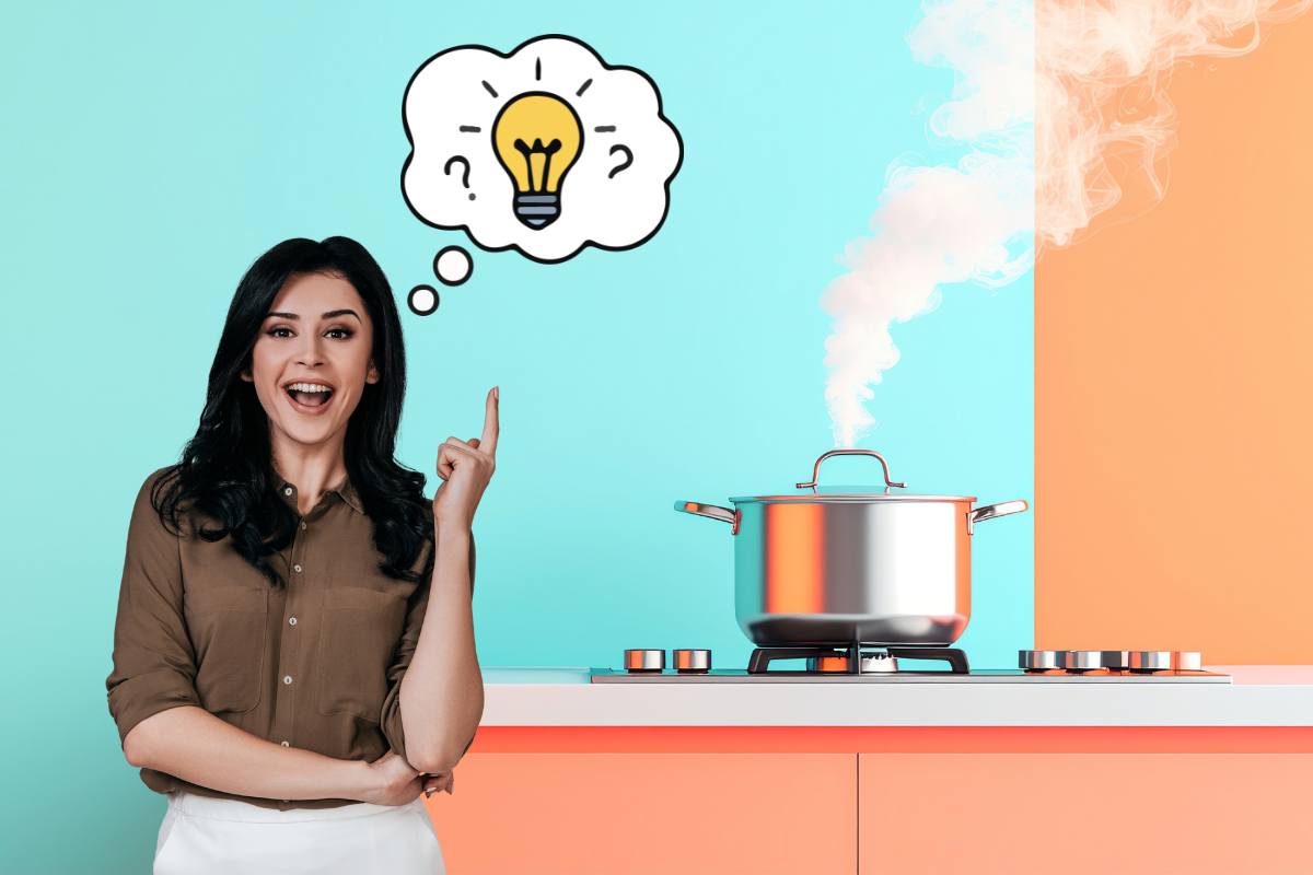 donna fumetto idea pentola vapore