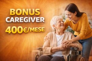 scritta caregiver e anziana disabile