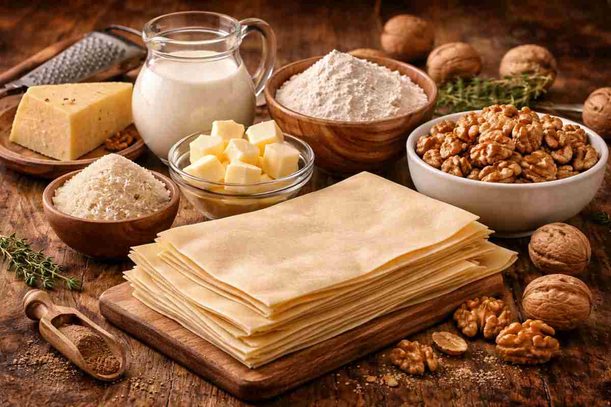 ingredienti lasagne alle noci