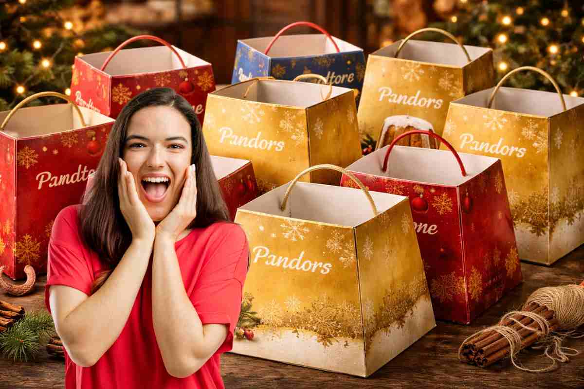 scatole pandoro panettone donna stupita