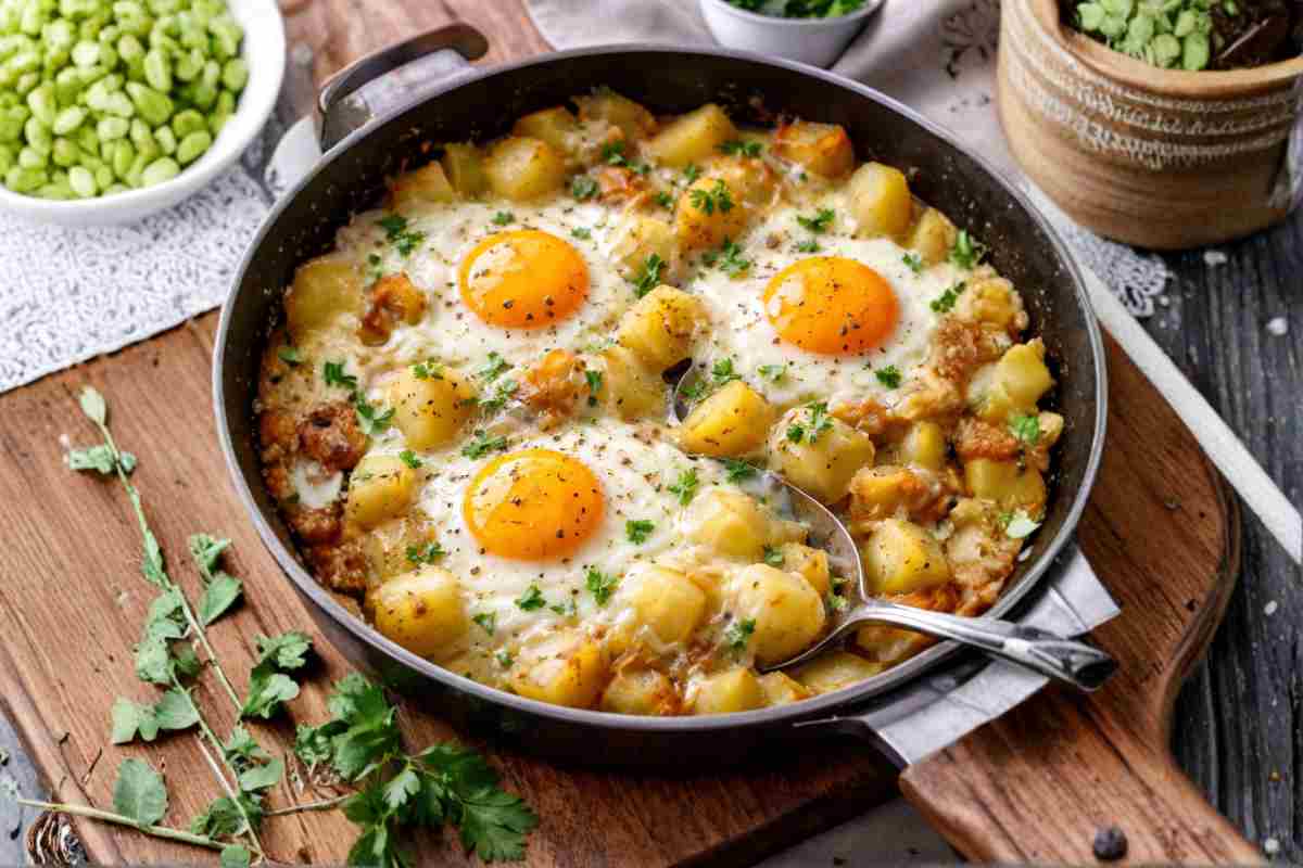 uova patate in padella